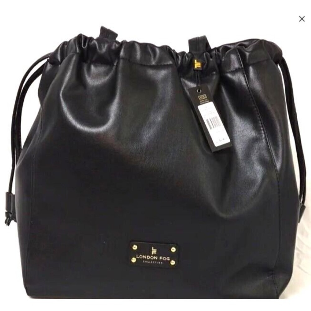 Beautiful London Fog - Irina Drawstring Satchel/Purse - Black - NWT